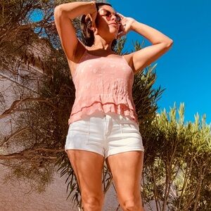 Hippie Rose Pink Floral Camisole with Ruffles